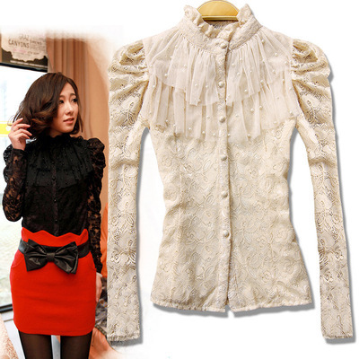 【免费加盟代理服装一件代发 新产品免费经销代理 泡泡袖衬衫68809】价格,厂家,图片,女士衬衫,上海业特贸易-